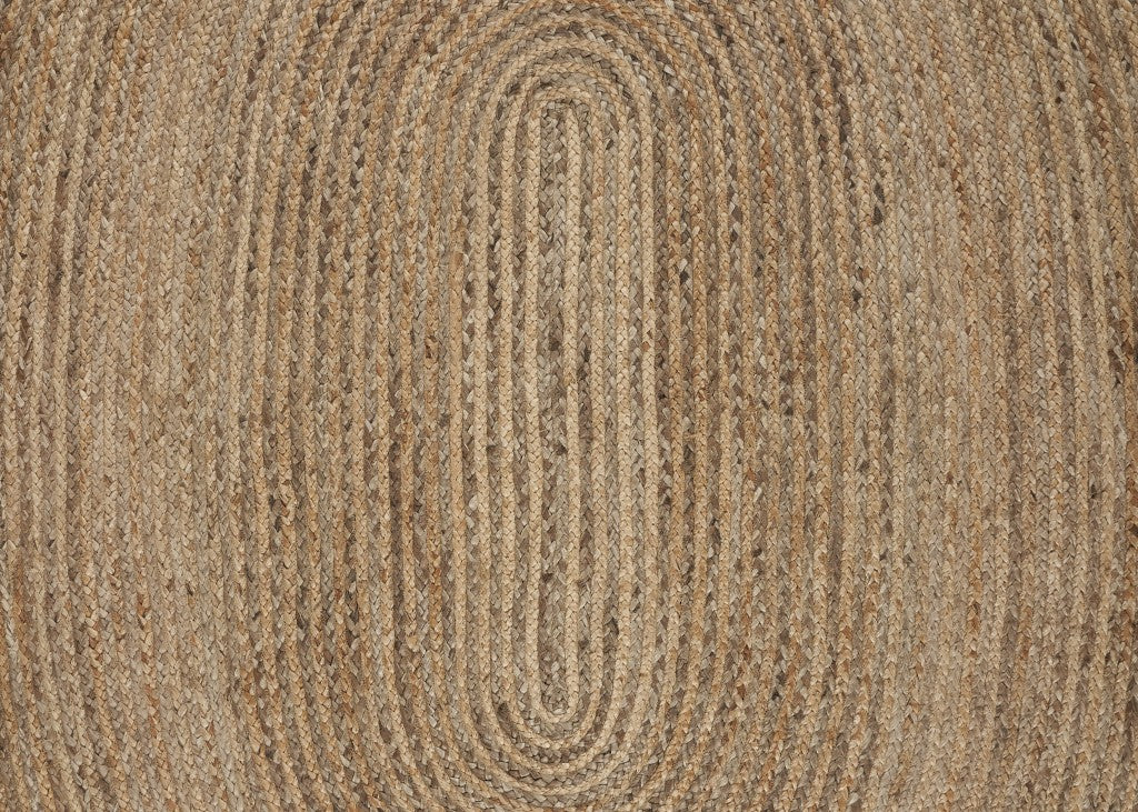 9’ Brown Oval Shaped Jute Area Rug