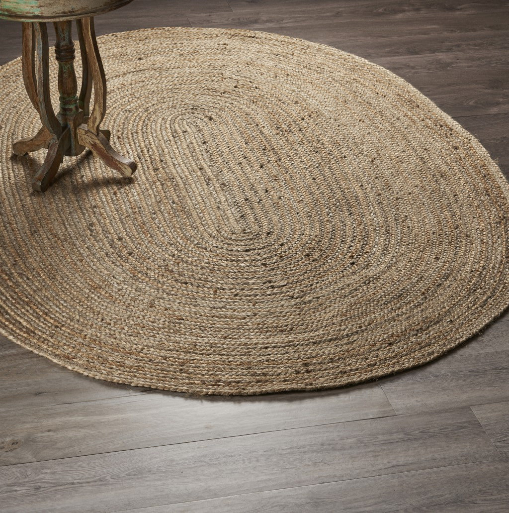 9’ Brown Oval Shaped Jute Area Rug