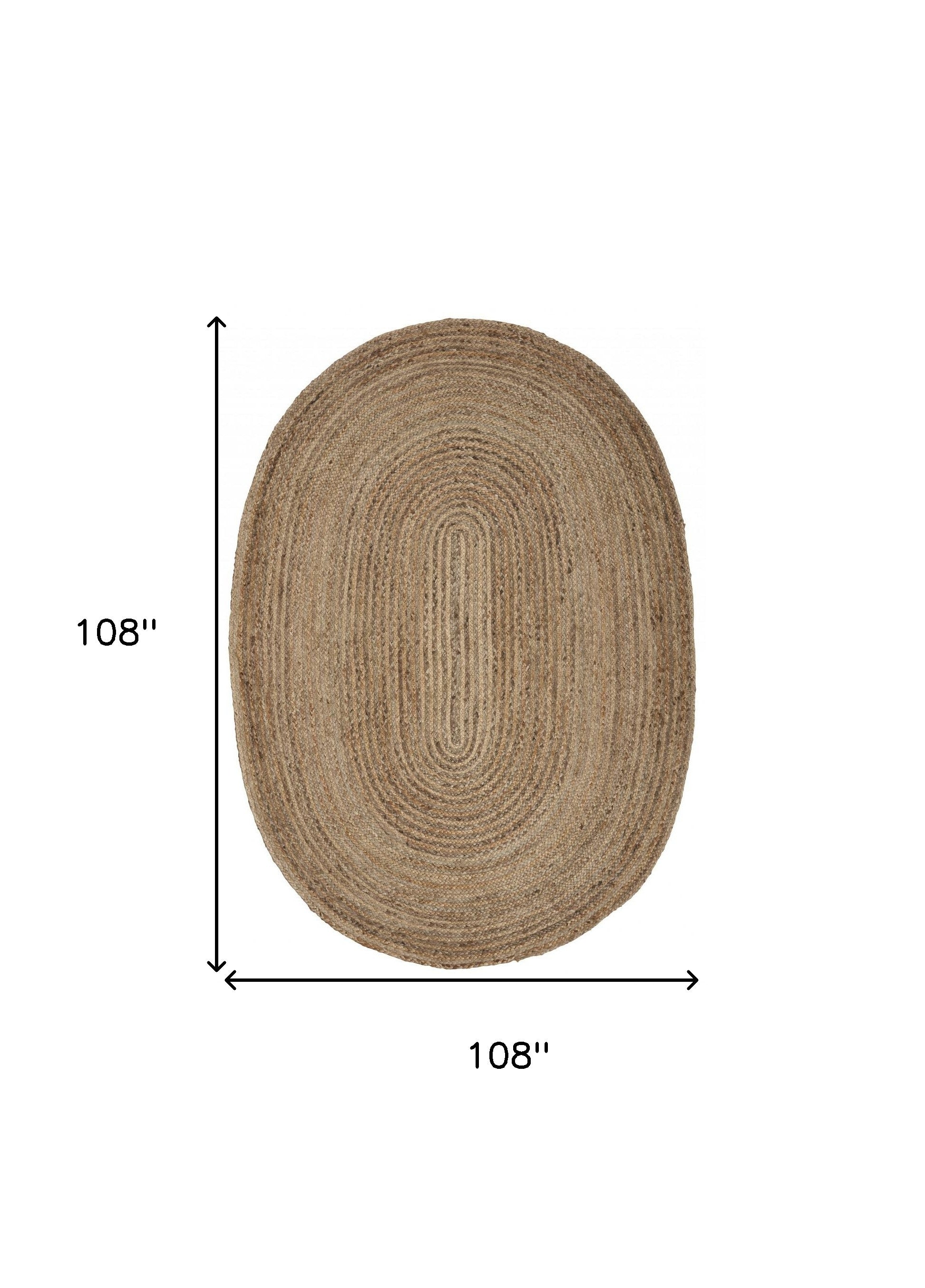 9’ Brown Oval Shaped Jute Area Rug