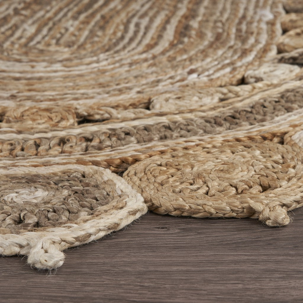 7' Natural Round Hand Braided Area Rug