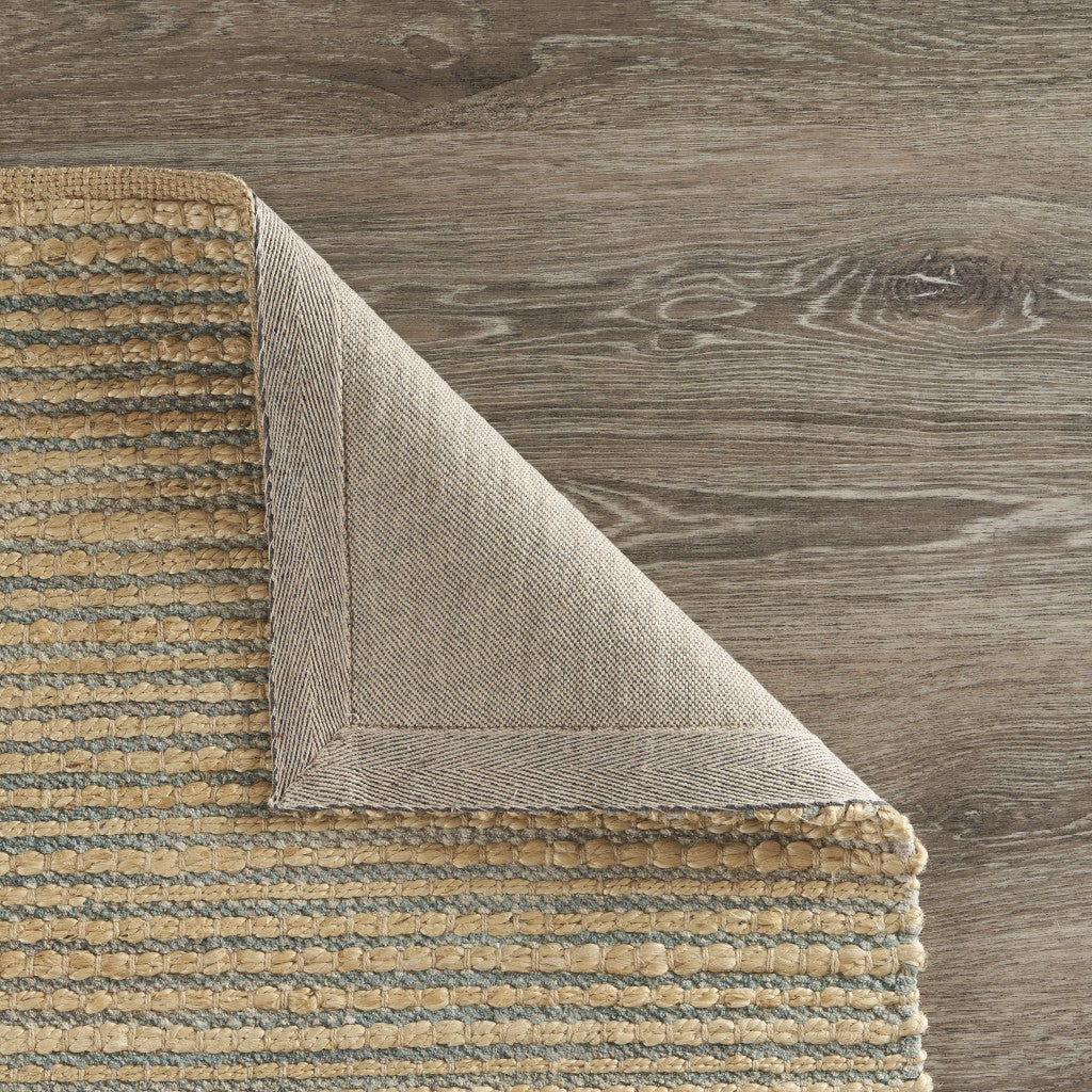 5’ x 8’ Tan and Blue Undertone Striated Area Rug