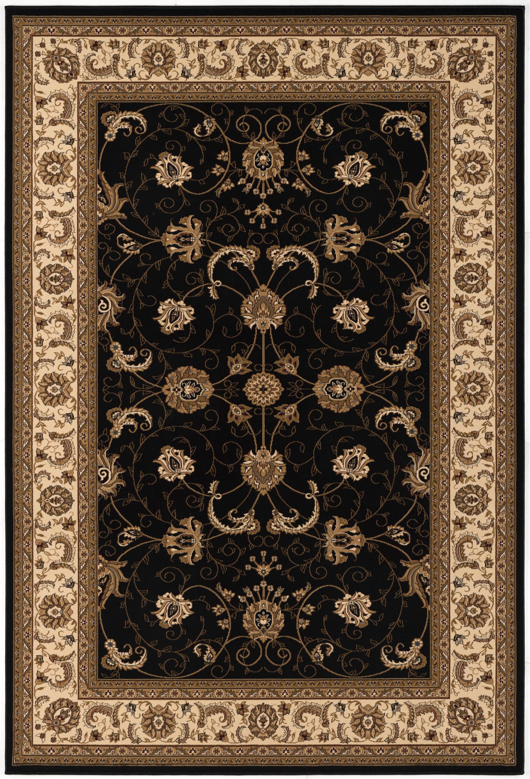 2’ x 10’ Black and Tan Floral Vines Runner Rug