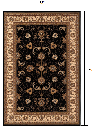 2’ x 10’ Black and Tan Floral Vines Runner Rug