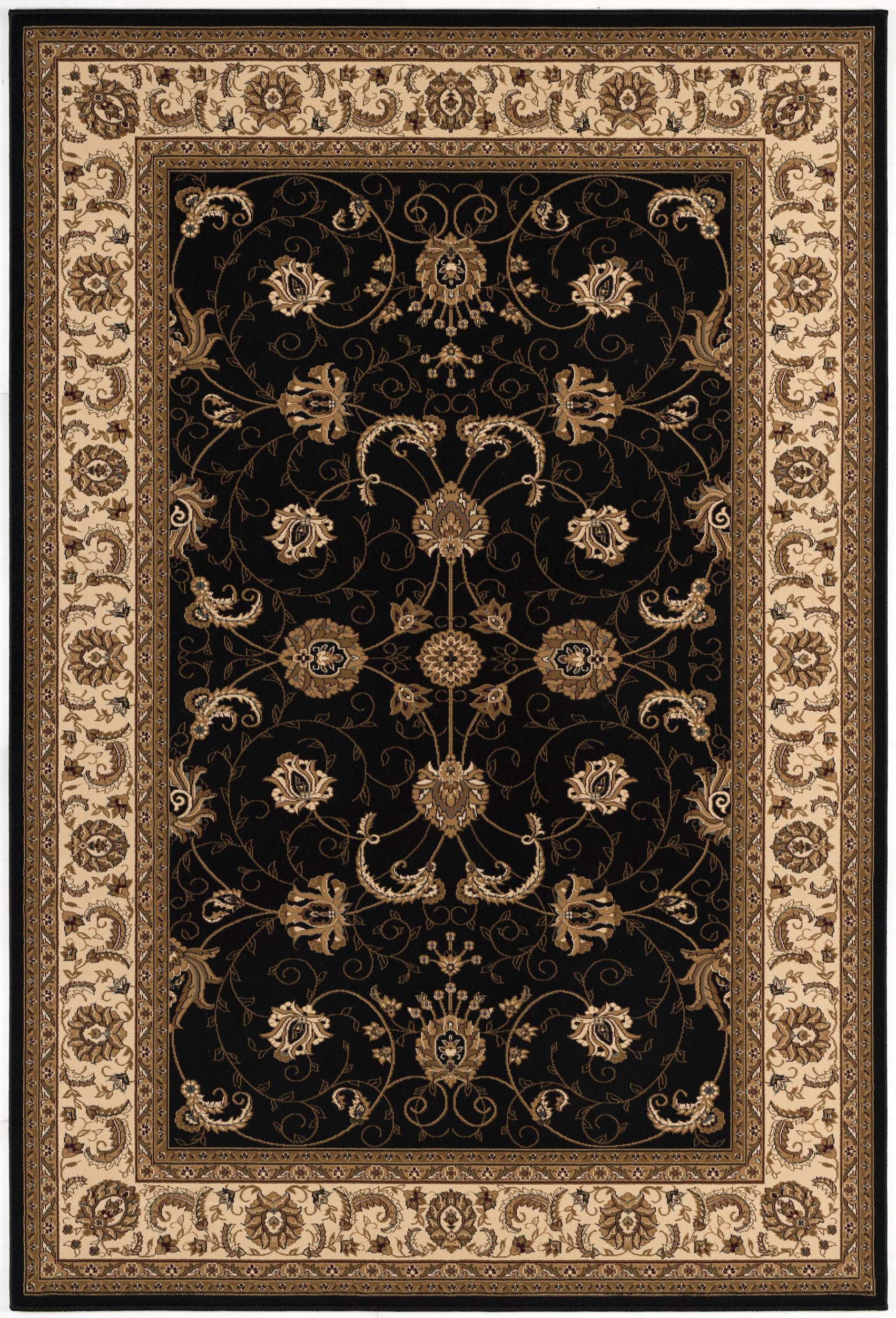 2’ x 10’ Black and Tan Floral Vines Runner Rug