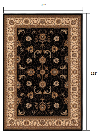 2’ x 10’ Black and Tan Floral Vines Runner Rug