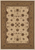 5’ Round Cream and Tan Ornate Border Area Rug