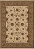 5’ Round Cream and Tan Ornate Border Area Rug