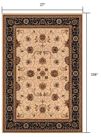 5’ x 8’ Cream and Black Decorative Area Rug