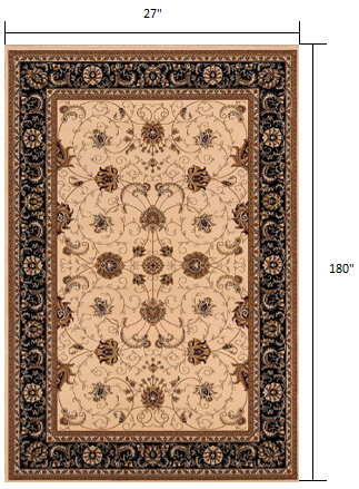 5’ x 8’ Cream and Black Decorative Area Rug