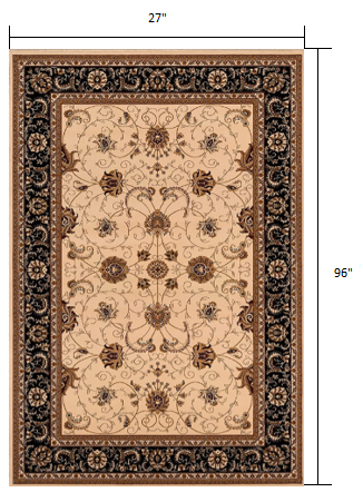 5’ x 8’ Cream and Black Decorative Area Rug