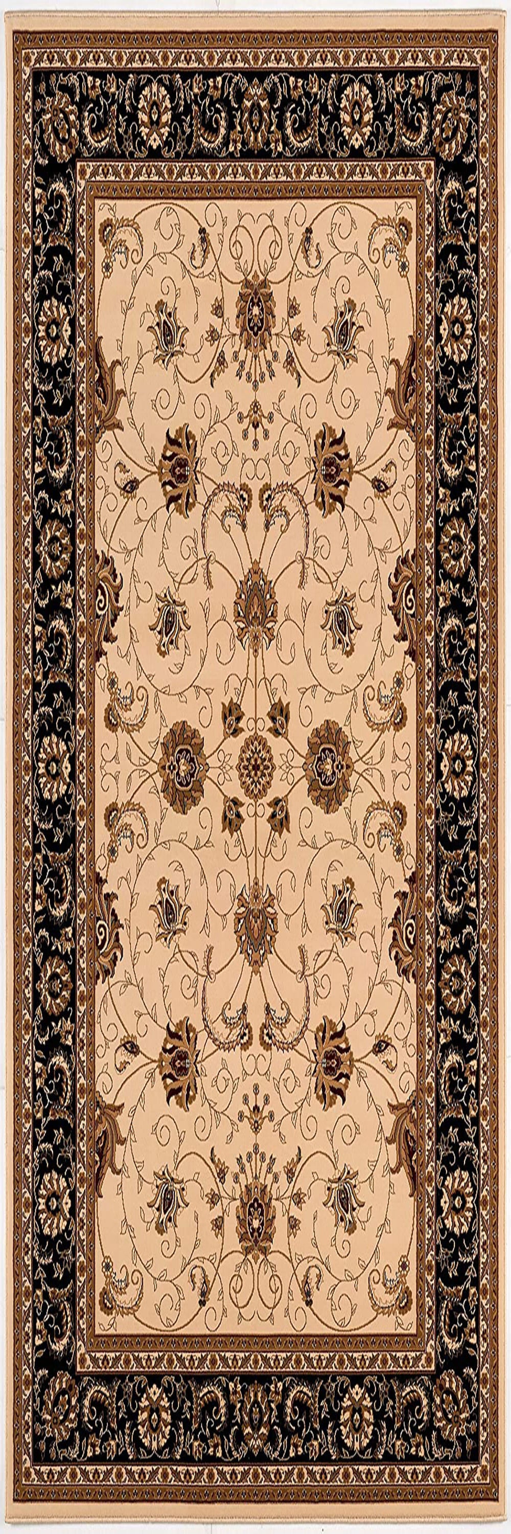 5’ x 8’ Cream and Black Decorative Area Rug