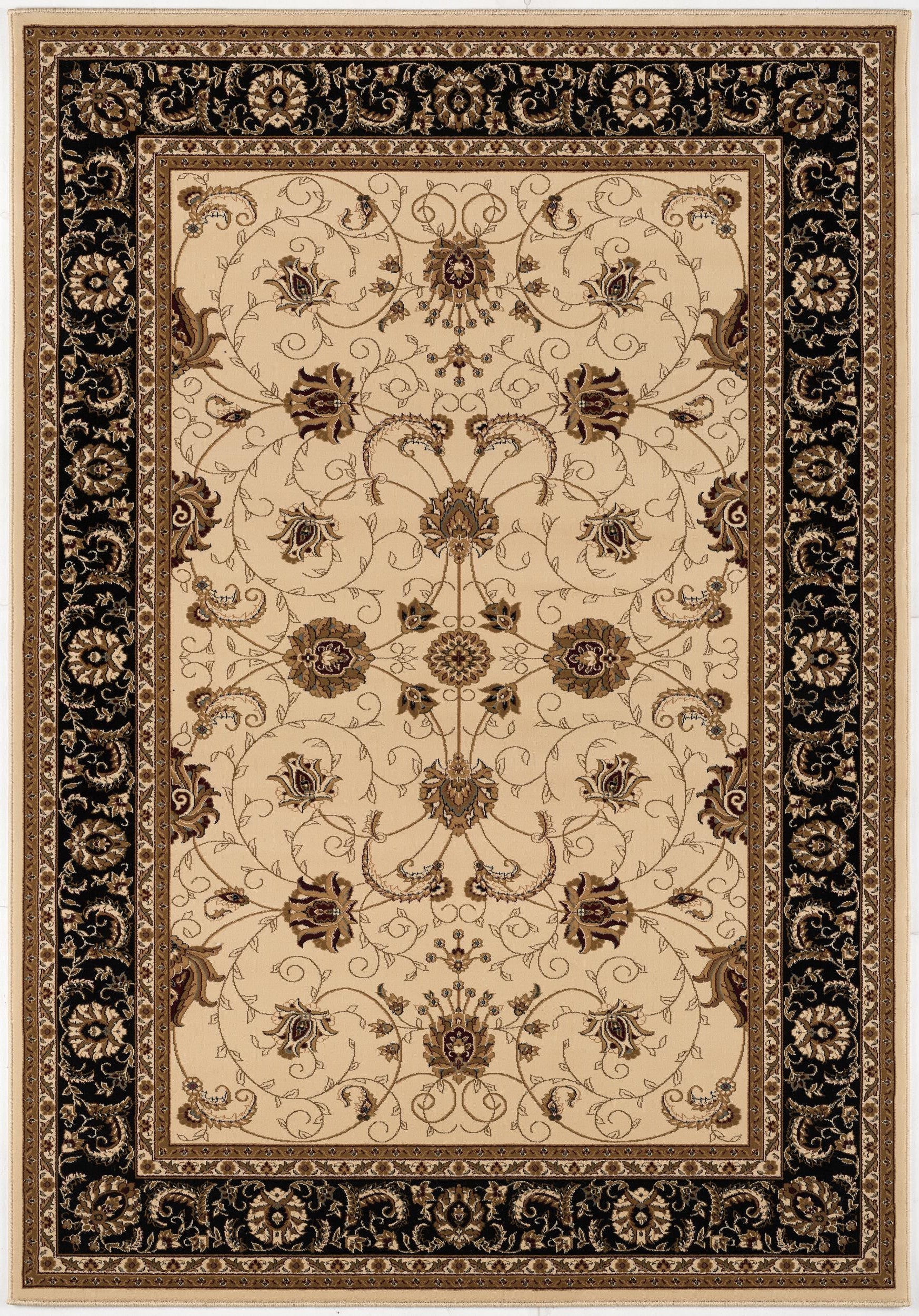 5’ x 8’ Cream and Black Decorative Area Rug