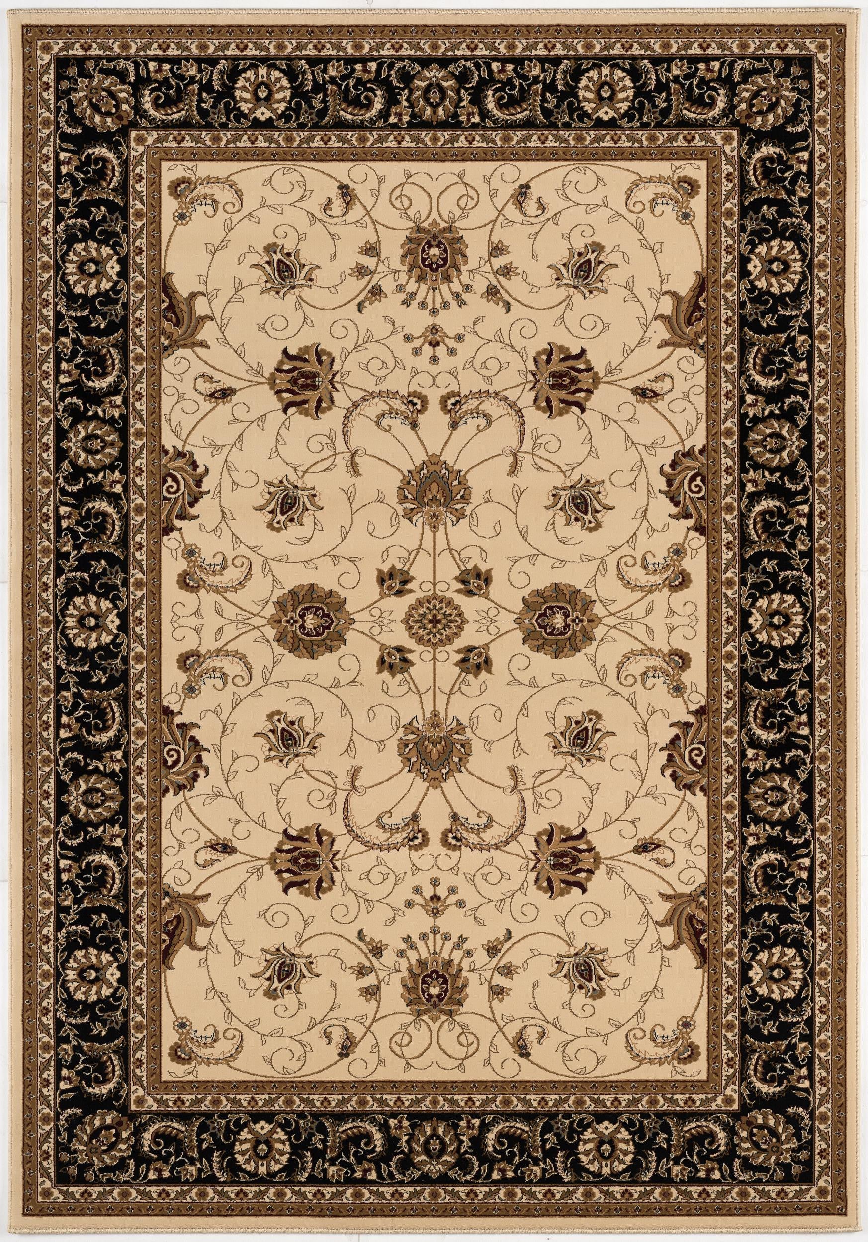 5’ x 8’ Cream and Black Decorative Area Rug