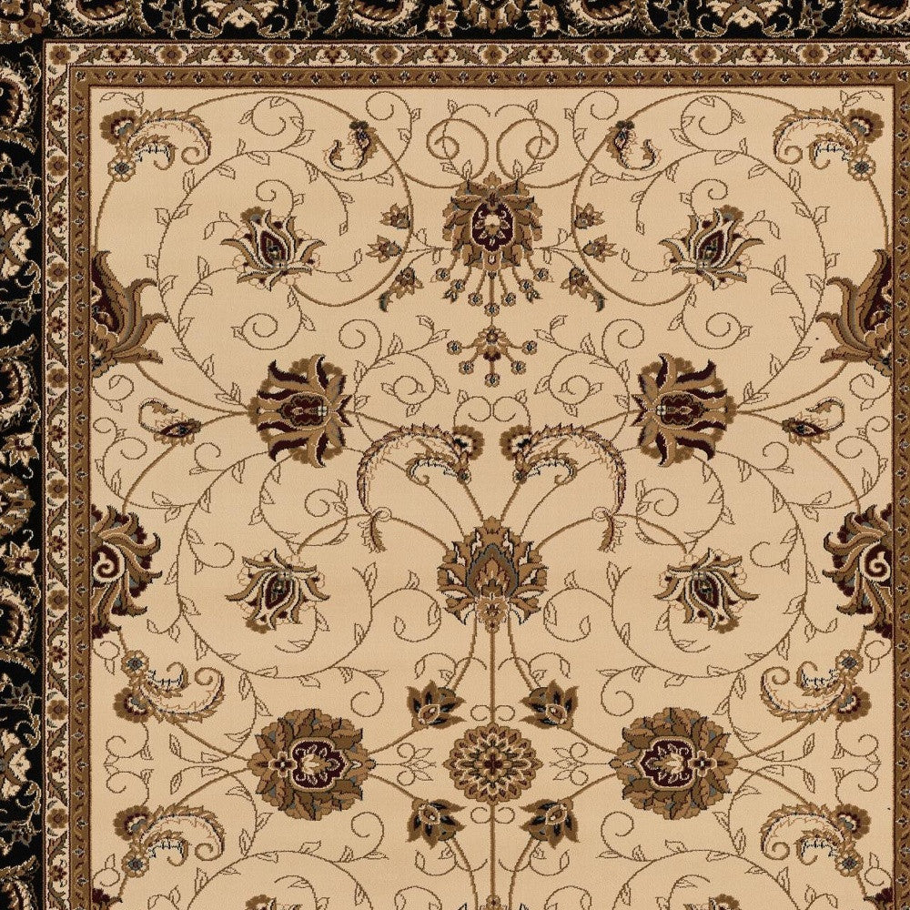 5’ x 8’ Cream and Black Decorative Area Rug