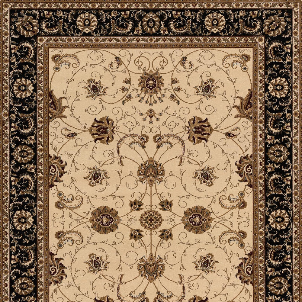 5’ x 8’ Cream and Black Decorative Area Rug