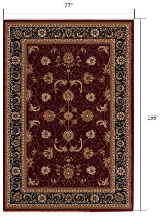 3’ x 10’ Red and Black Ornamental Runner Rug