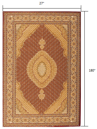 3’ x 10’ Red and Beige Medallion Runner Rug