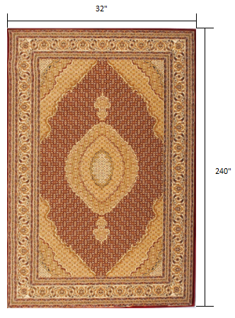 3’ x 10’ Red and Beige Medallion Runner Rug