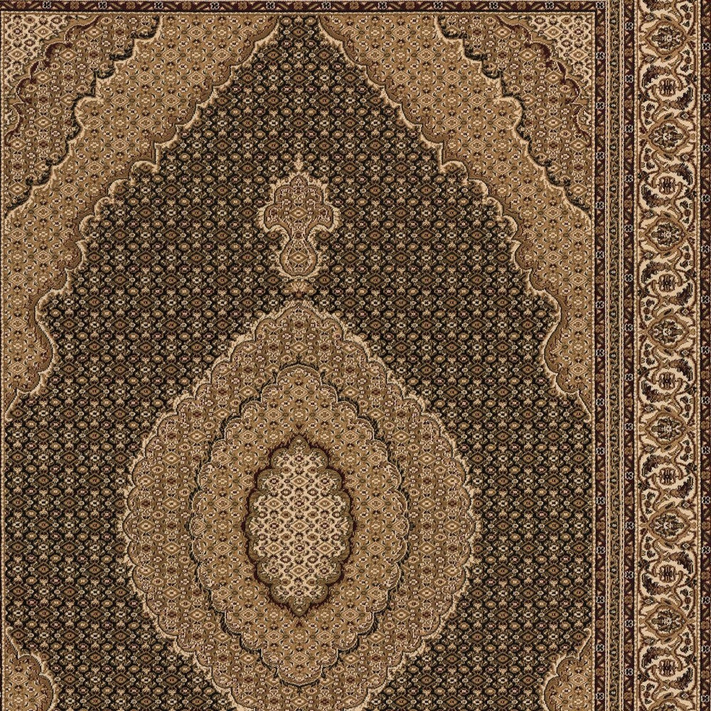 2’ x 8’ Black and Beige Medallion Runner Rug