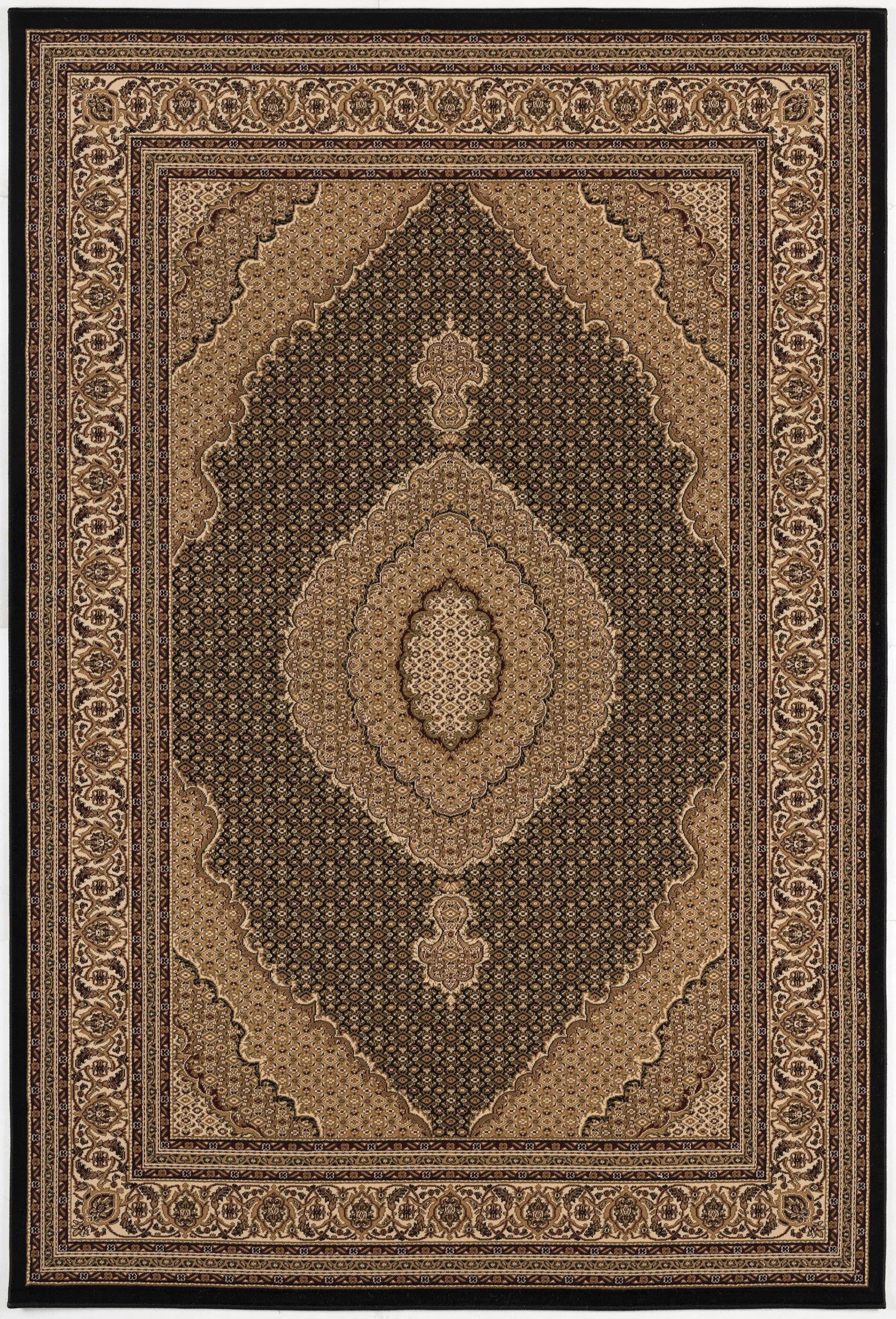 2’ x 8’ Black and Beige Medallion Runner Rug