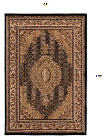 4’ x 6’ Black and Beige Medallion Area Rug