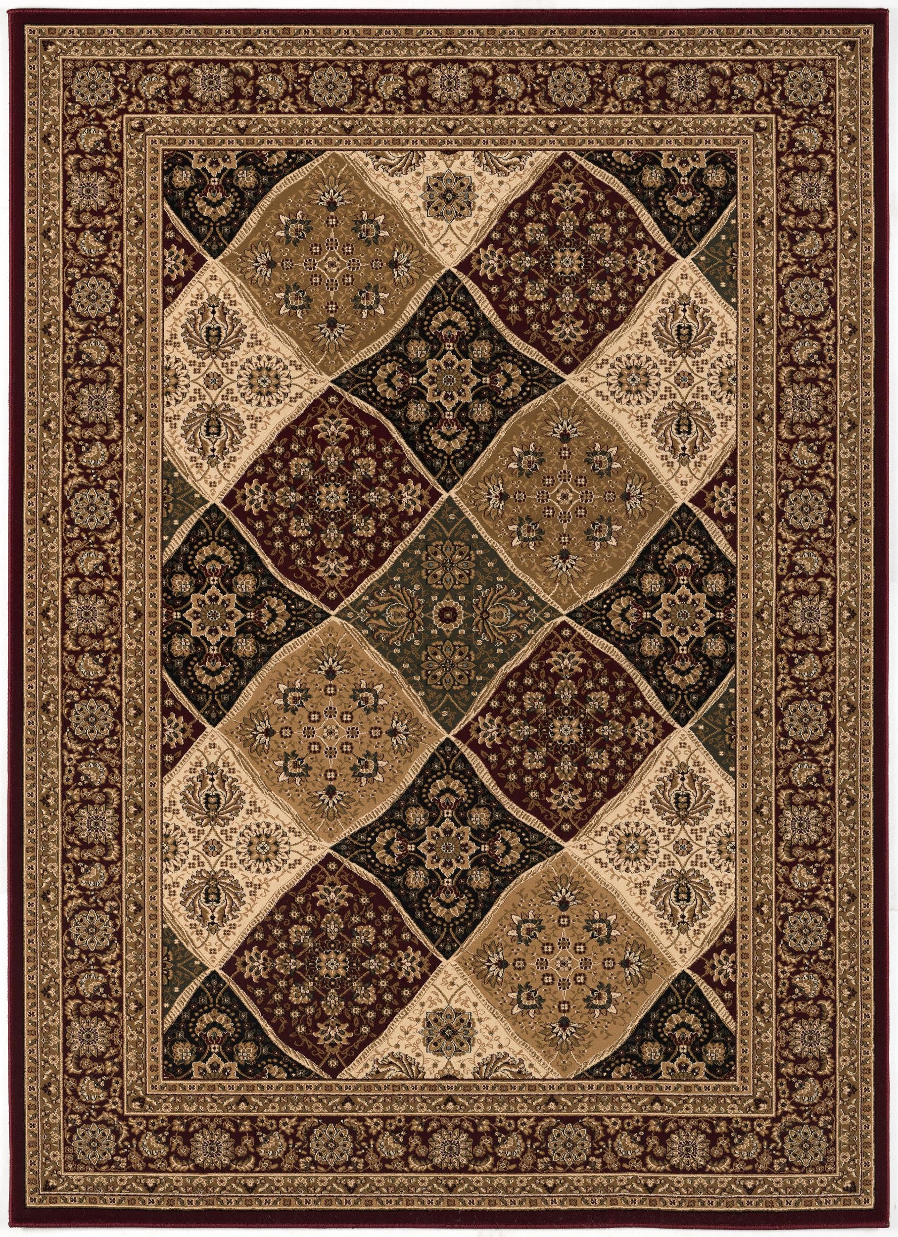 7’ x 9’ Red Decorative Diamonds Area Rug