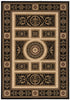 7’ x 9’ Black and Beige Traditional Geometric Area Rug