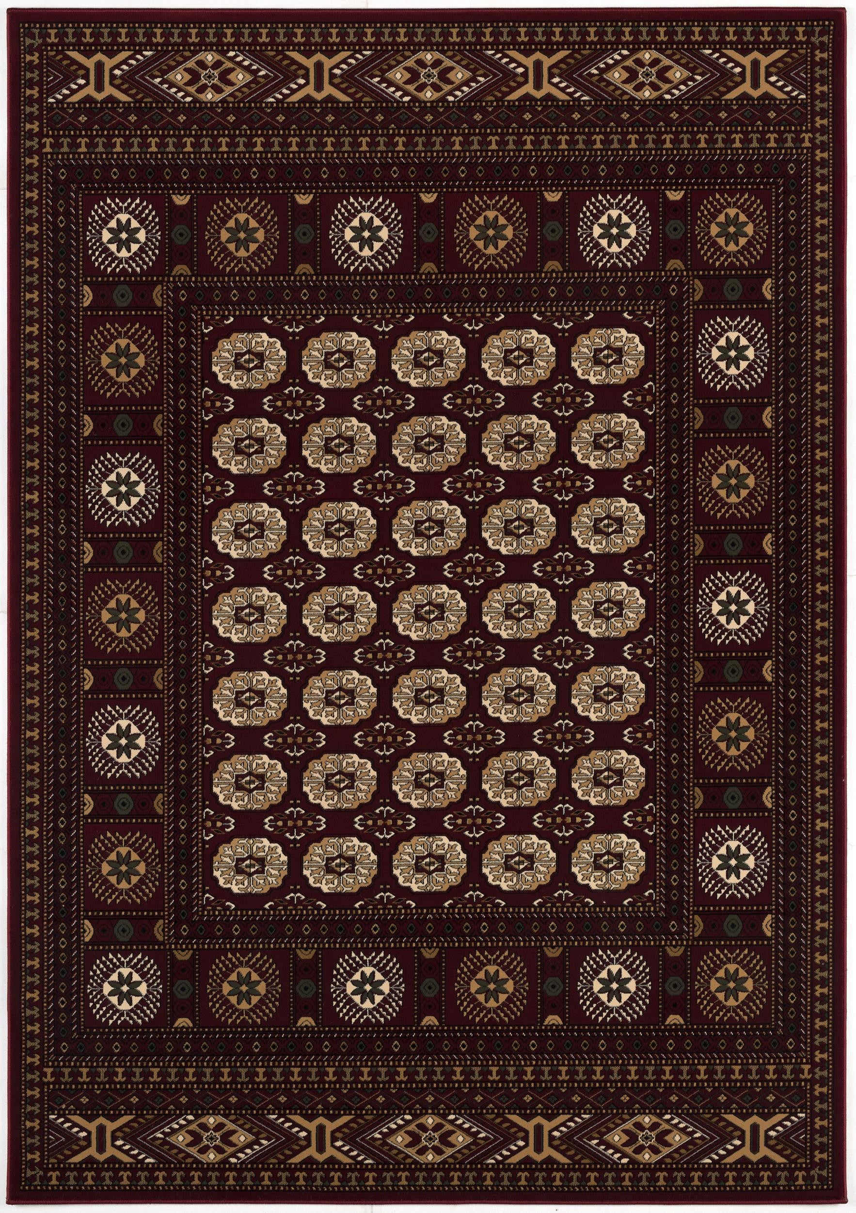 5’ x 8’ Red Eclectic Geometric Pattern Area Rug