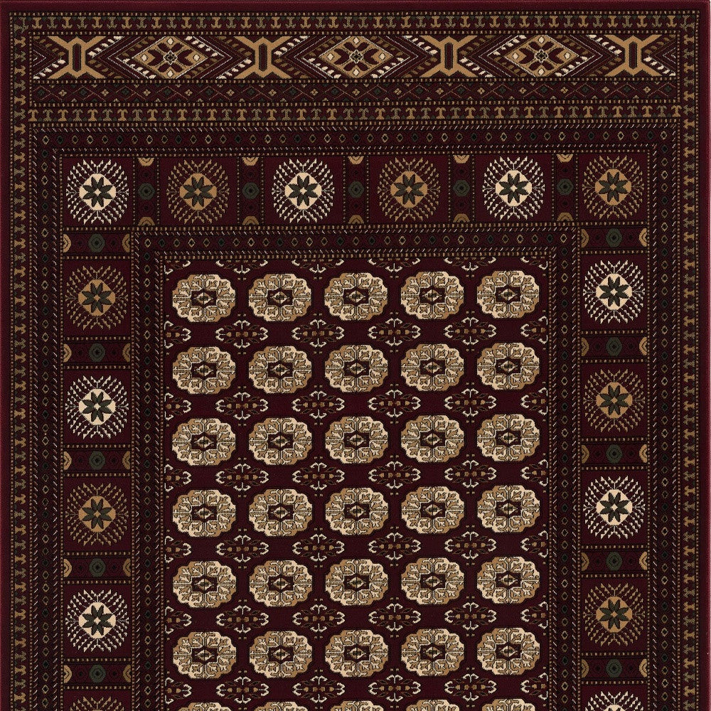 5’ x 8’ Red Eclectic Geometric Pattern Area Rug