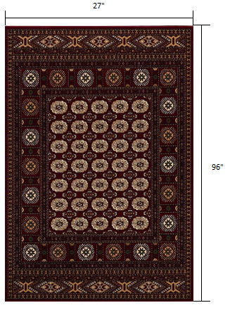 5’ x 8’ Red Eclectic Geometric Pattern Area Rug