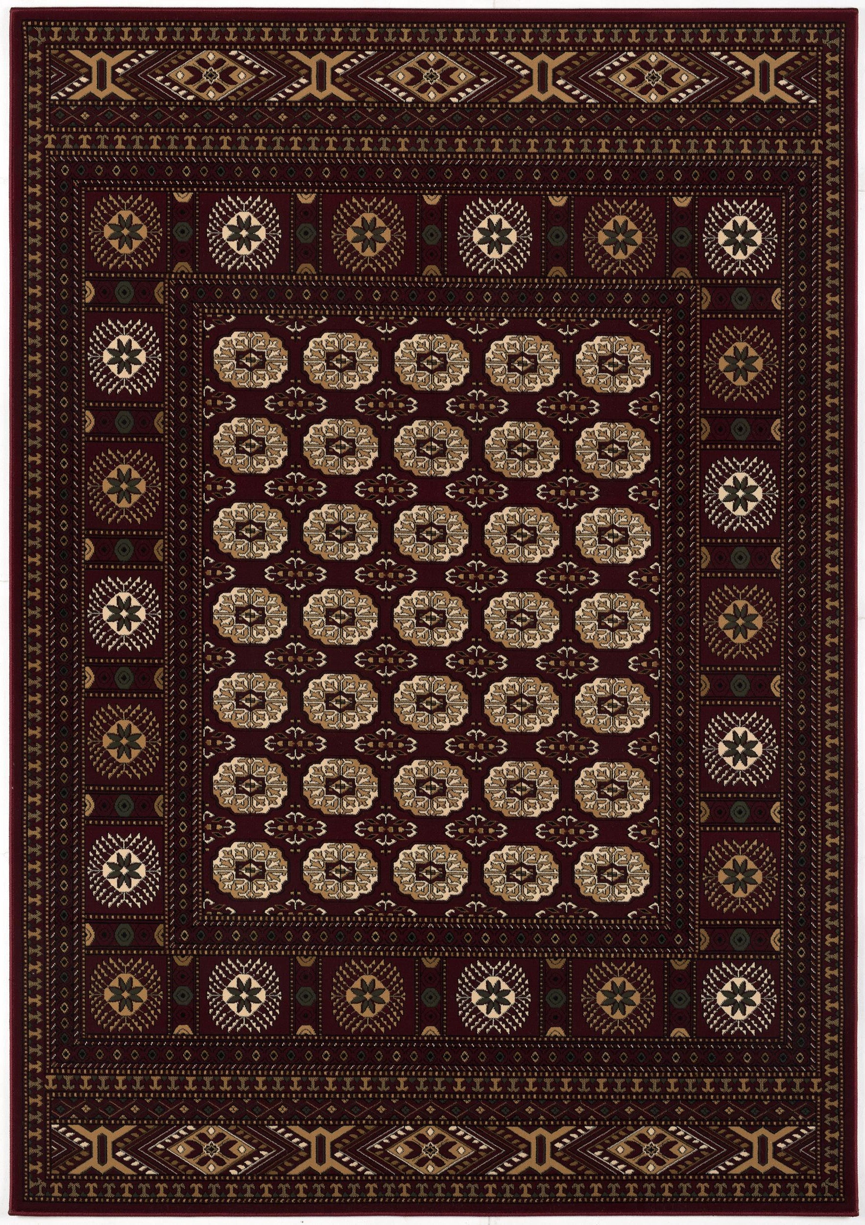 5’ x 8’ Red Eclectic Geometric Pattern Area Rug