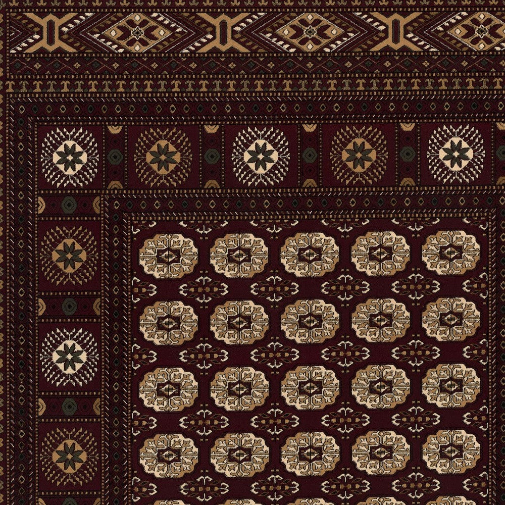 5’ x 8’ Red Eclectic Geometric Pattern Area Rug