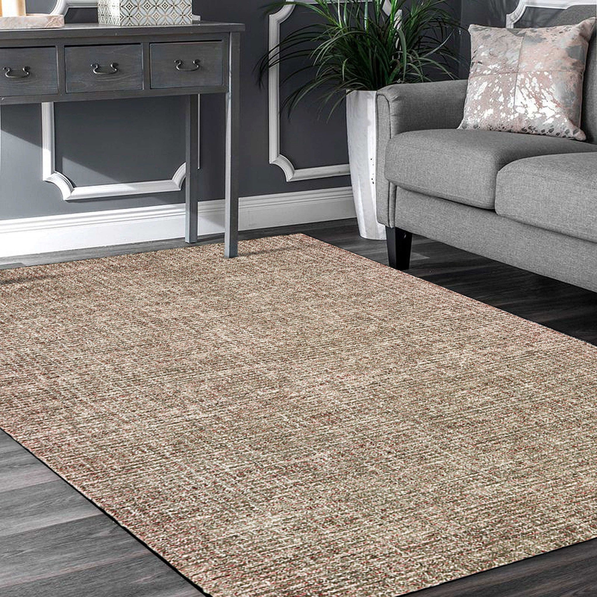 5' X 8' Gray Wool Dhurrie Handmade Area Rug