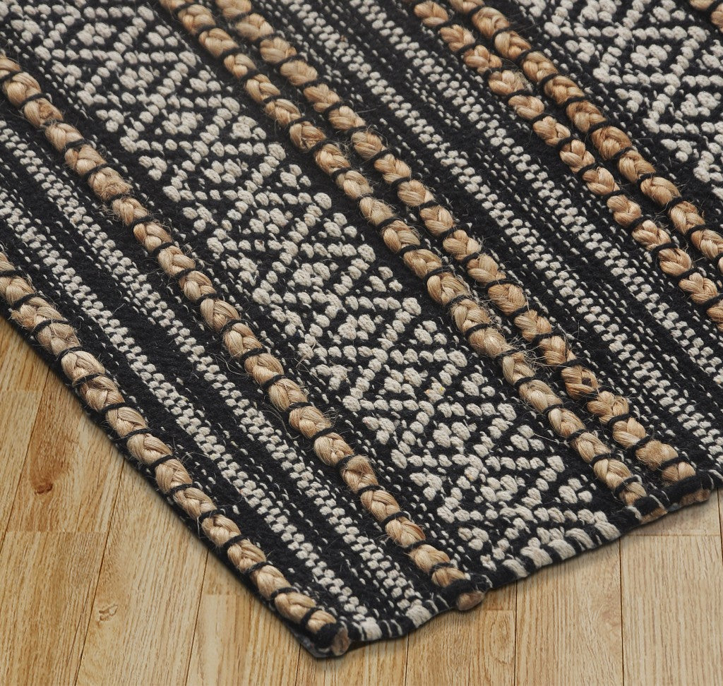 8’ x 10’ Black and Tan Decorative Striped Area Rug