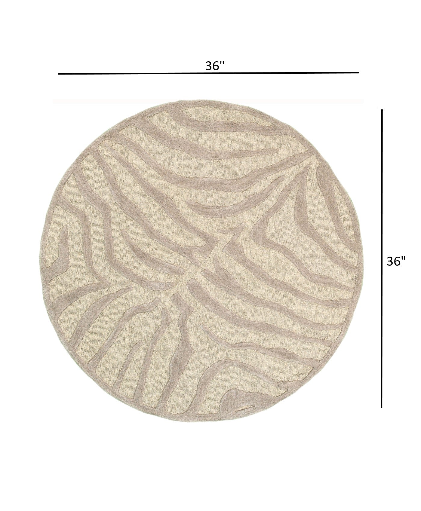 8’ Round Taupe Zebra Pattern Area Rug