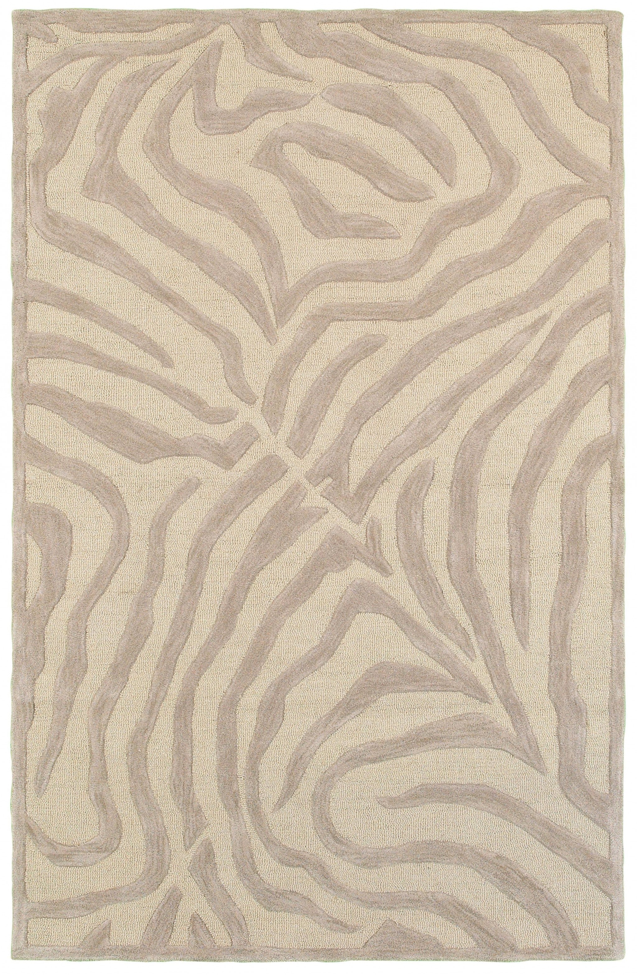 8’ Round Taupe Zebra Pattern Area Rug