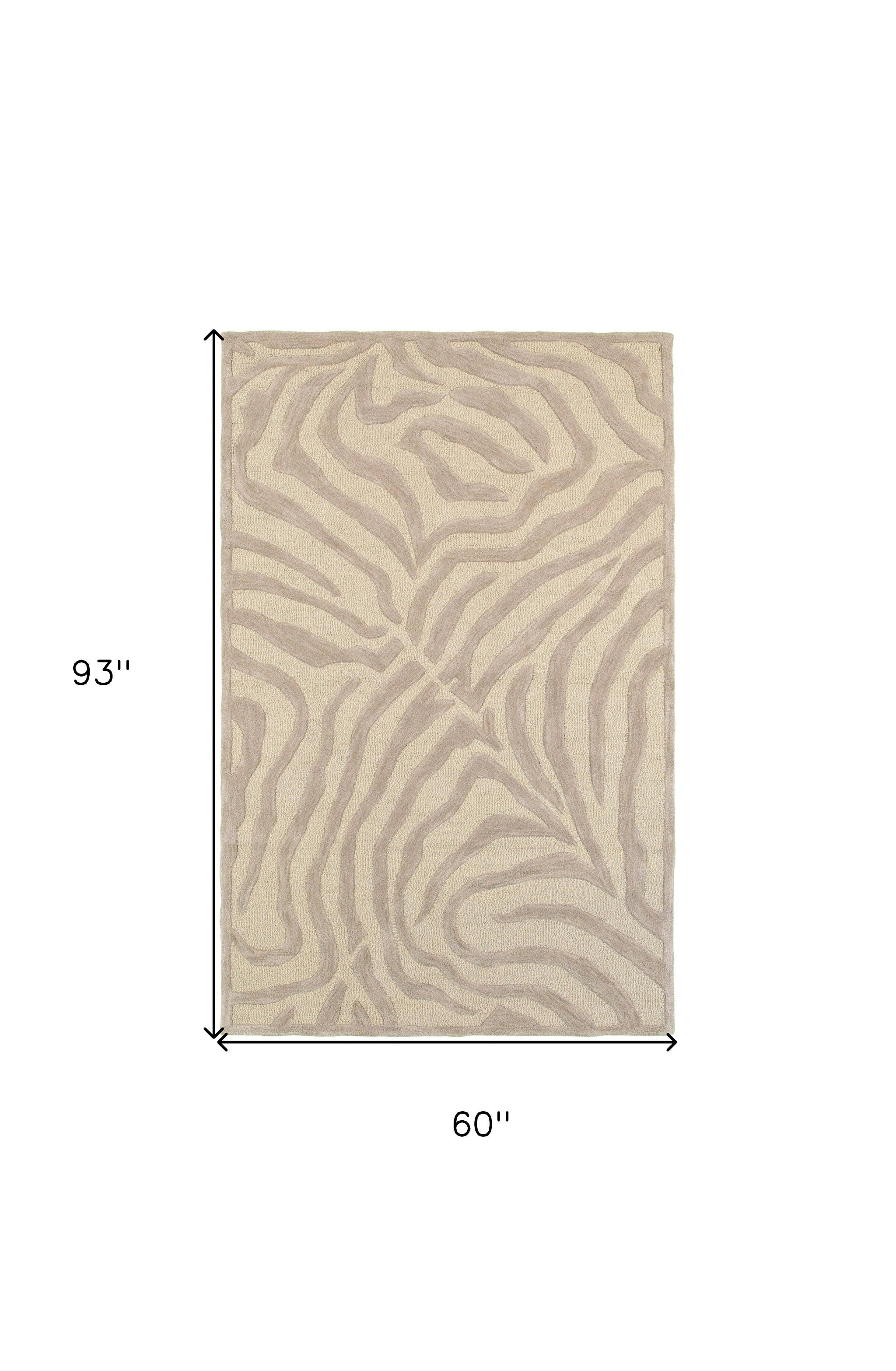 8’ Round Taupe Zebra Pattern Area Rug