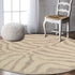 8’ Round Taupe Zebra Pattern Area Rug