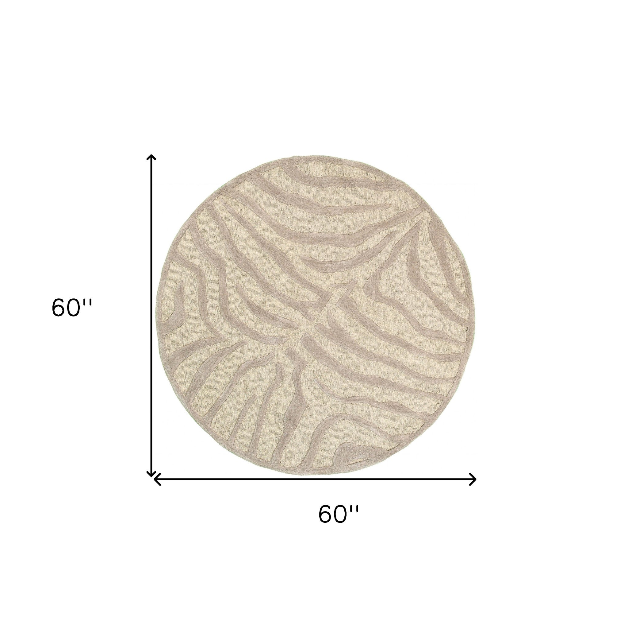 8’ Round Taupe Zebra Pattern Area Rug