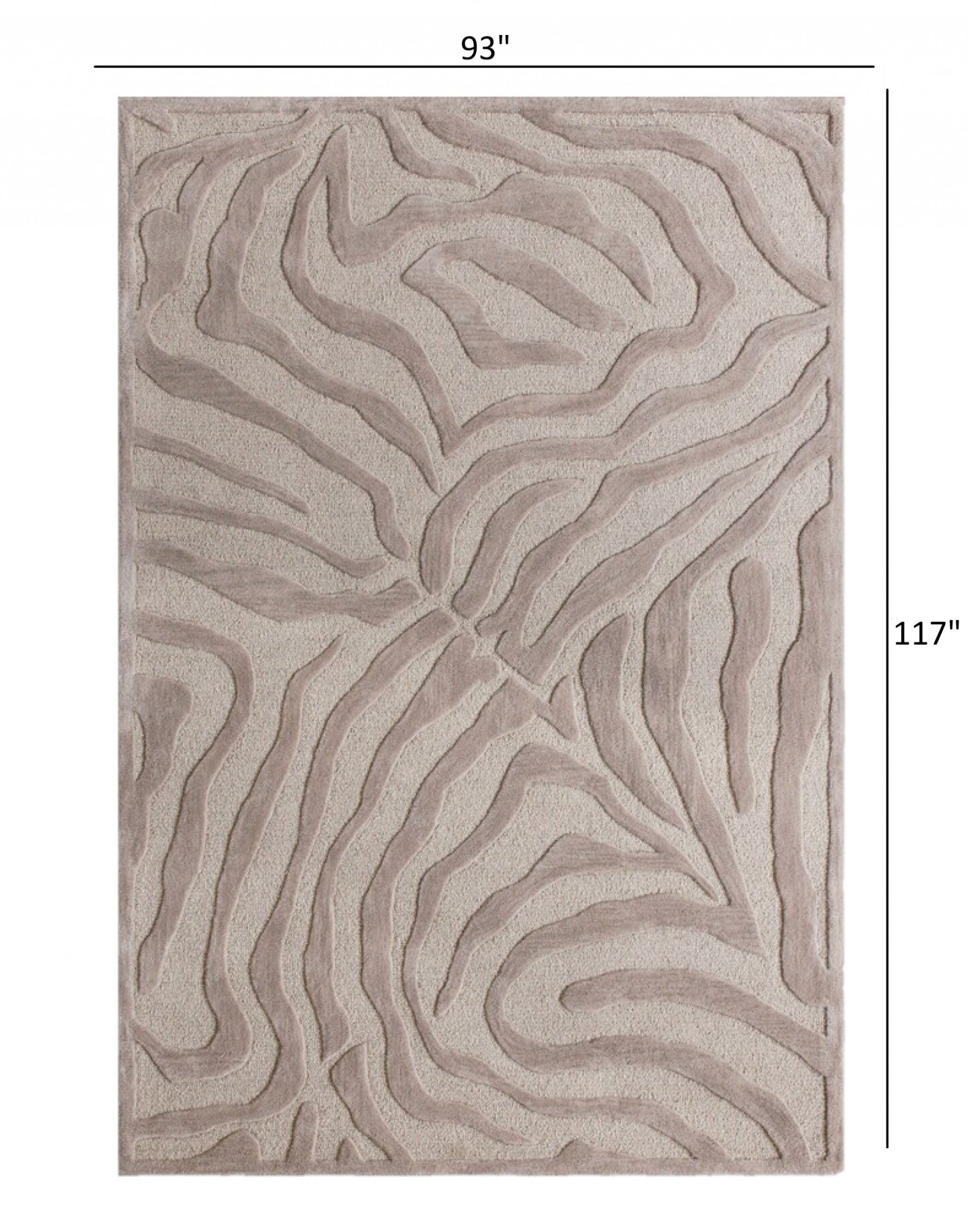 8’ Round Taupe Zebra Pattern Area Rug