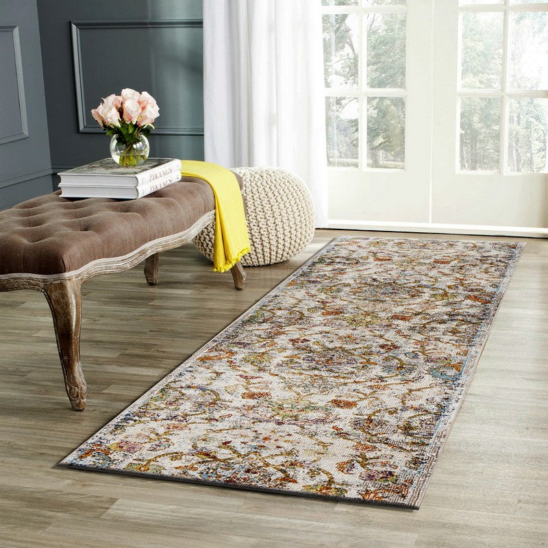 2’ x 9’ Beige Abstract Garden Runner Rug