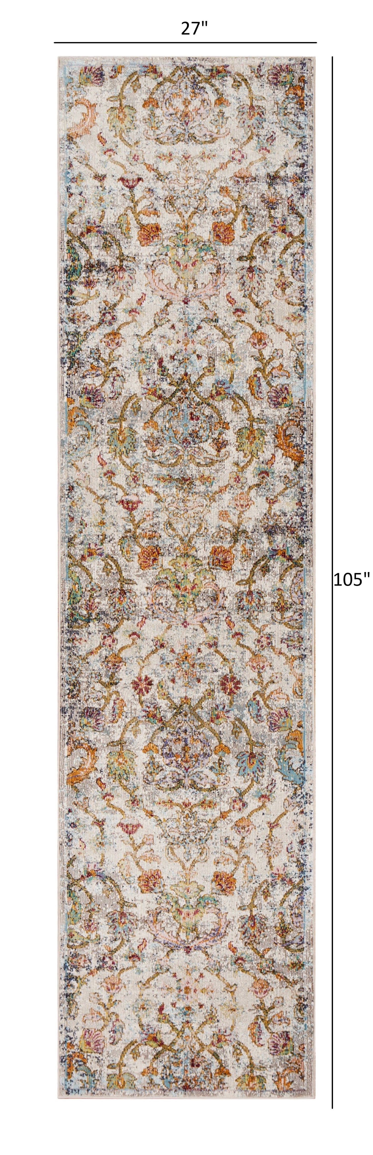 2’ x 9’ Beige Abstract Garden Runner Rug