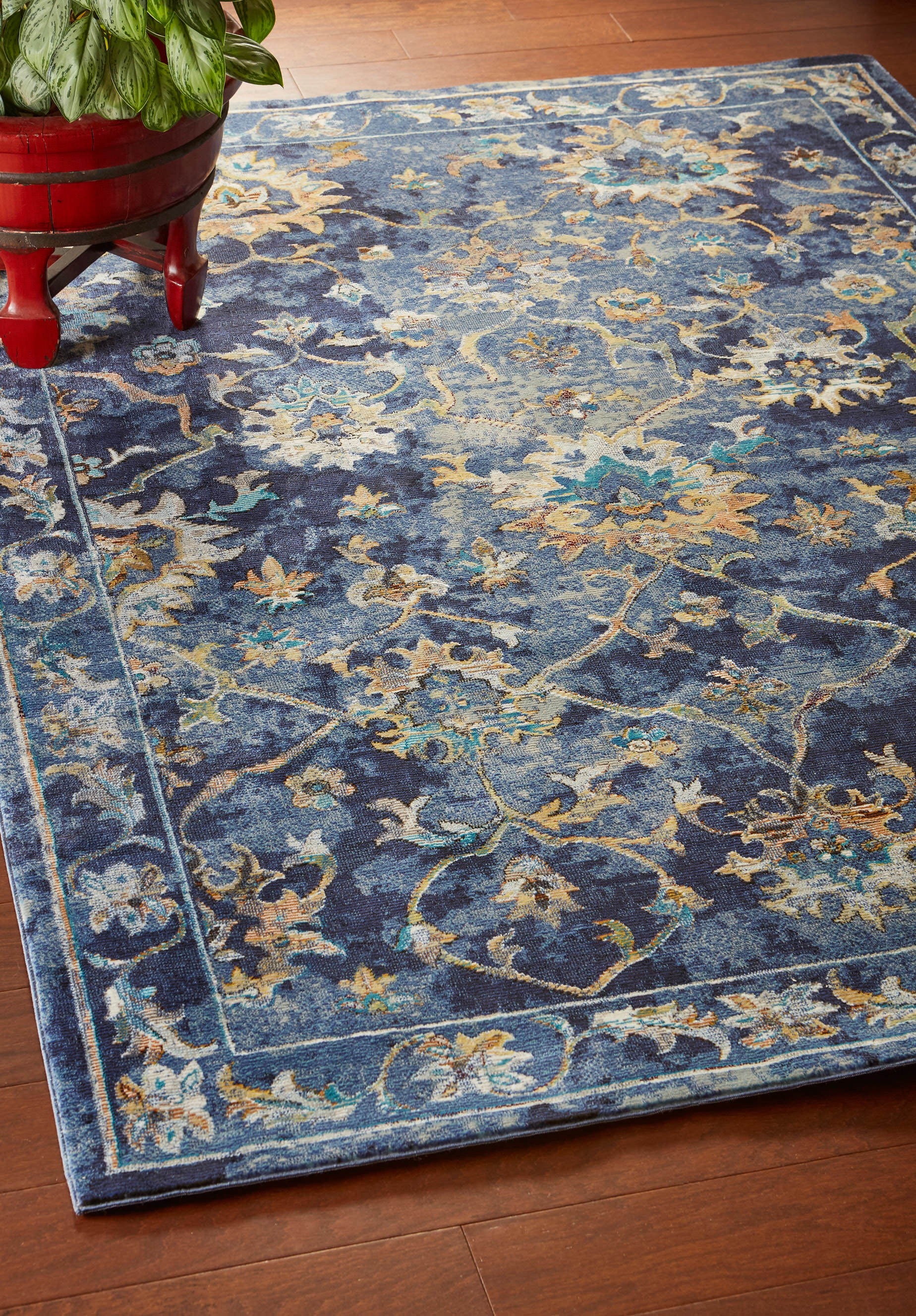 8' X 8' Blue And Ivory Dhurrie Area Rug