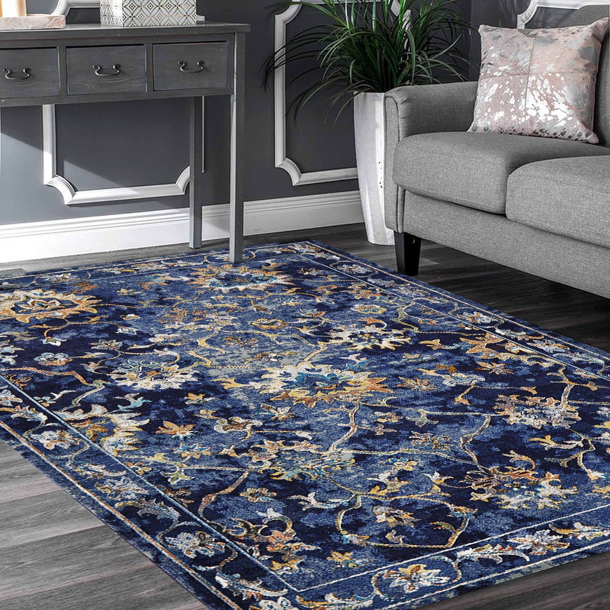 8' X 8' Blue And Ivory Dhurrie Area Rug