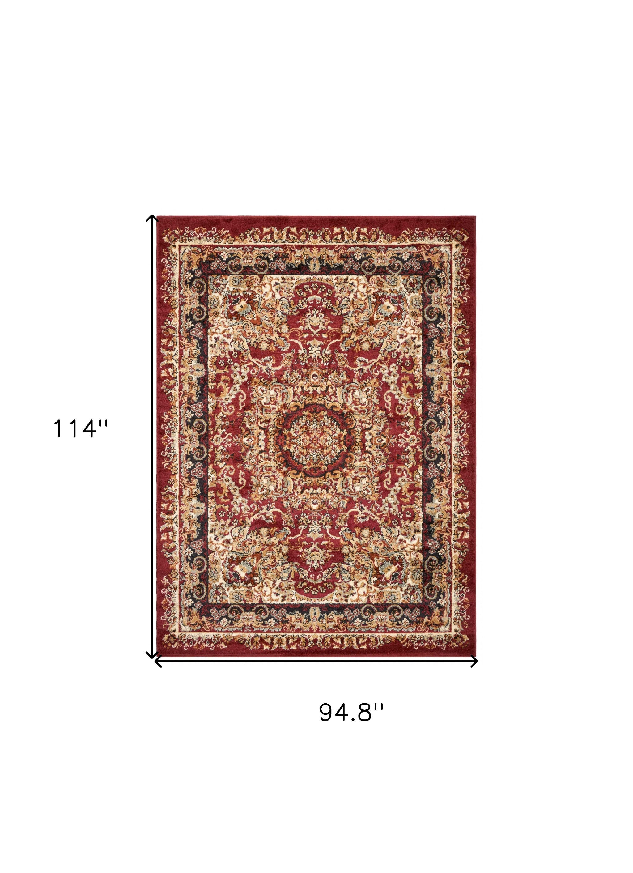 5’ x 7’ Red Royal Medallion Area Rug