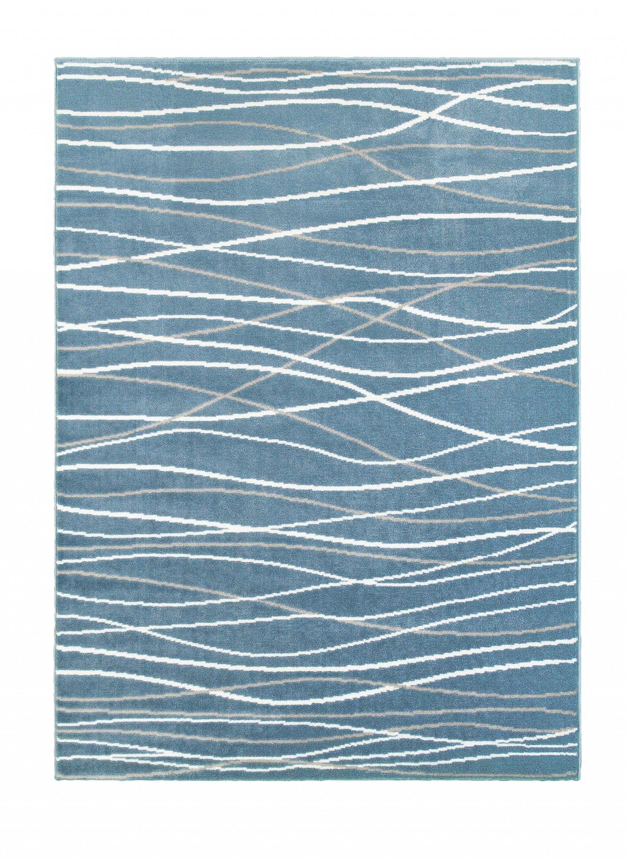 5’ x 7’ Blue Contemporary Waves Area Rug