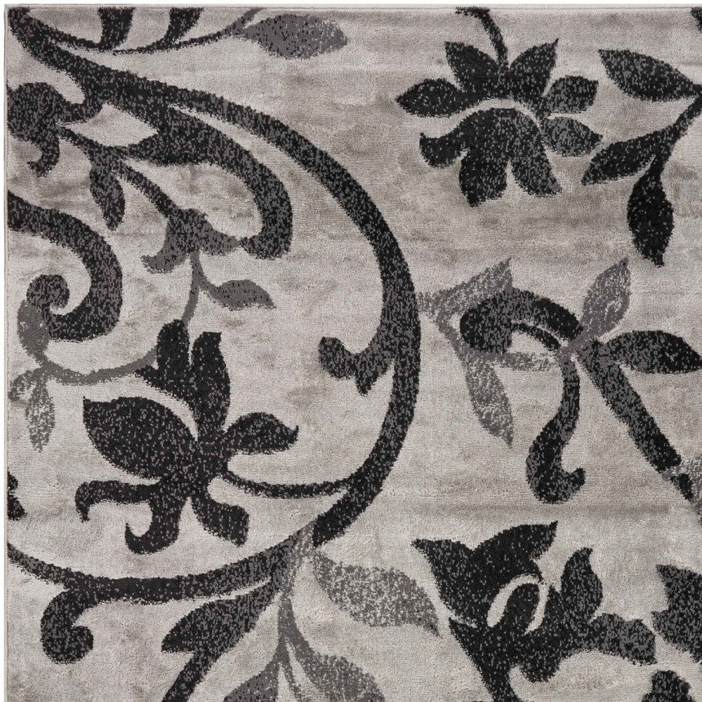 5’ x 7’ Gray Filigree Vines Area Rug