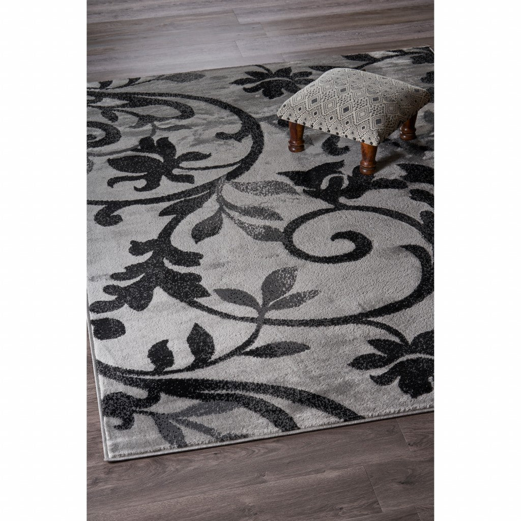 5’ x 7’ Gray Filigree Vines Area Rug