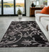 5' x 7' Black Gray and White Floral Vines Area Rug