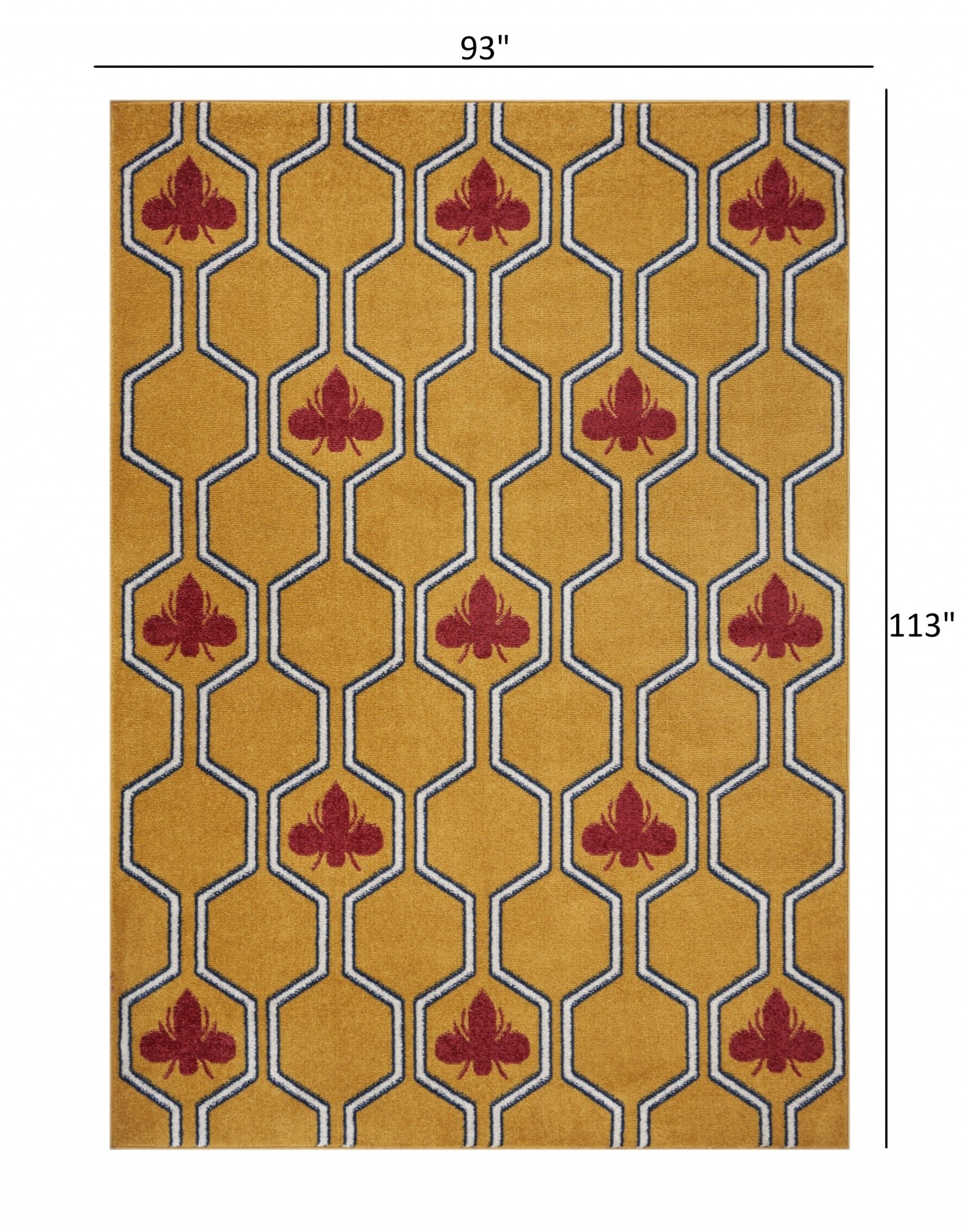 8’ x 9’ Yellow and Red Honey Bee Area Rug